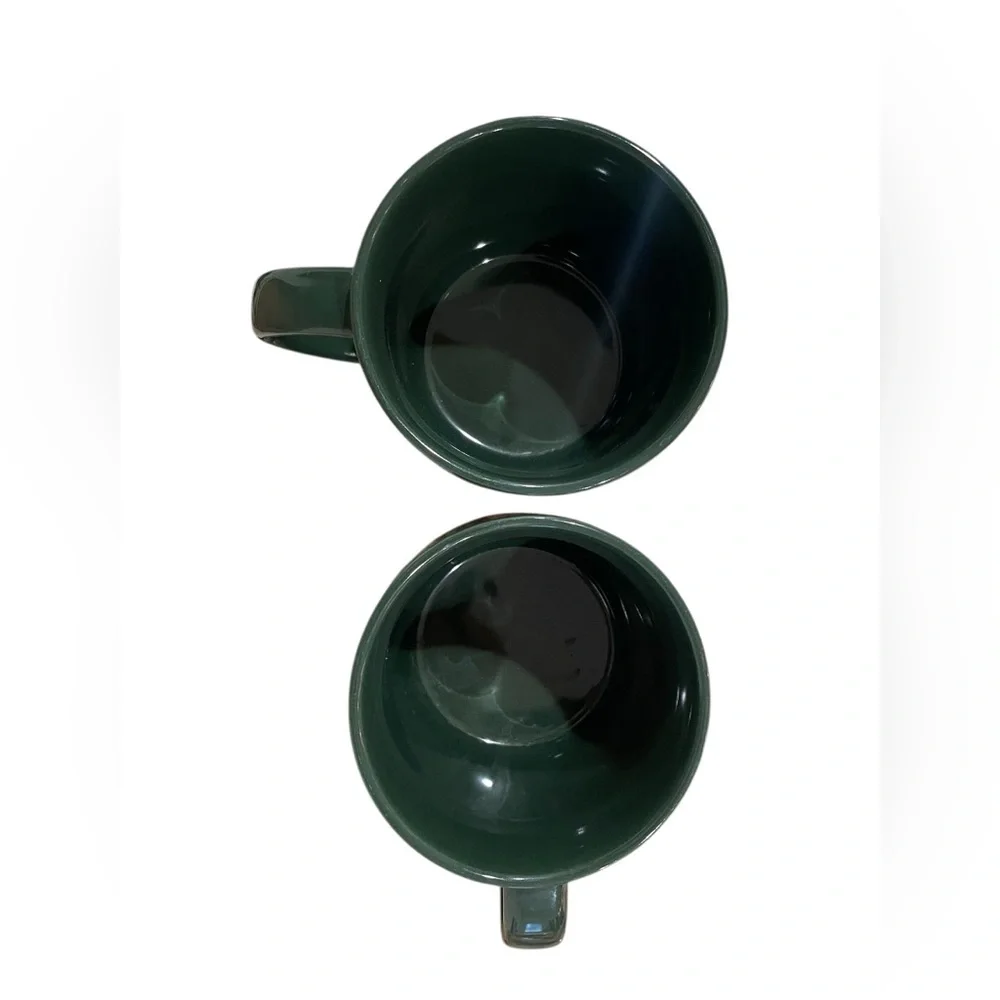 Set of 2 Starbucks Dark Green Snowflake Coffee Mugs 14 fl oz